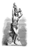 Saint Sebastien, sculpture by Gautherin, vintage engraving. photo