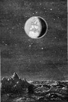 Earth from Moon, vintage engraving. photo