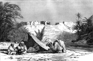 View of El Kantara, vintage engraving. photo