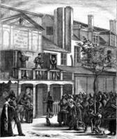 Parade on the Boulevard du Temple to 1816, vintage engraving. photo