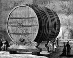 Champagne lightning, the capacity of seventy-five thousand bottles, vintage engraving. photo