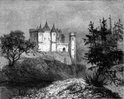 Abbotsford, Scotland, vintage engraving. photo