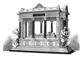 The Tomb of General Lamoriciere, at the Cathedral of Nantes, vintage engraving. photo