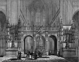 The Rood Screen of the church of Saint-Florentin, Yonne, vintage engraving. photo