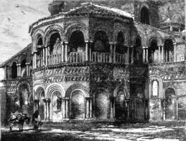 Exterior of the apse of San Donato, in the island of Murano, vintage engraving. photo