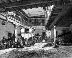 The Auberge de la Sangre, in Toledo, vintage engraving. photo