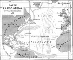 Map of Gulf Stream, vintage engraving. photo