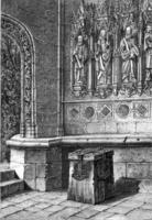 Porch of the Church of Peneran Finistre, vintage engraving. photo