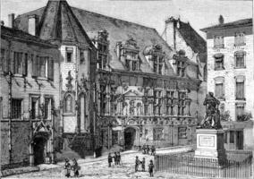 The Grenoble Courthouse, vintage engraving. photo