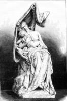 Resting, sculpture by Alfred Lenoir, vintage engraving. photo