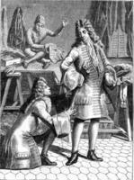 A Tailor in 1690, vintage engraving. photo