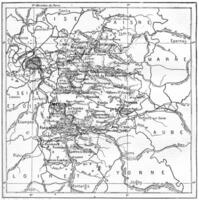 Map of department of Seine-et-Marne, France, vintage engraving. photo