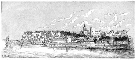 Avignon, vintage engraving. photo