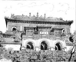 Beijing Palace of Emperor, vintage engraving. photo