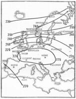 Isobaric map lines, vintage engraving. photo