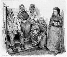 Laplanders or Sami People, vintage engraving photo