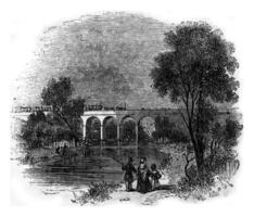 Viaduct, near Watford, london and north western railroad, vintage engraving. photo