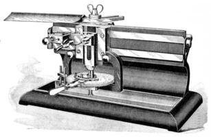 Laboratory microtome, vintage engraving. photo