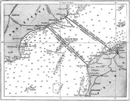 Map of Strait of Pas-de-Calais, vintage engraving. photo