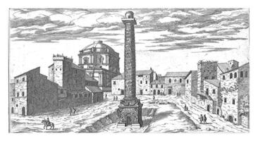 Forum of Trajan with the Column of Trajan in Rome, vintage illustration. photo