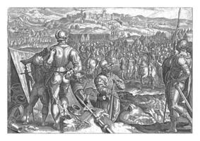 Capture of Casole d'Elsa, Philips Galle, after Jan van der Straet, 1583, vintage illustration. photo