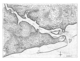 Map of the forts at the mouth of the river Paraiba, c. 1636-1644, vintage illustration. photo