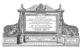 Title print with a monument with title, vintage illustration. photo