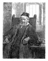 Portrait of the goldsmith Jan Lutma, Rembrandt van Rijn, 1807 - 1808, vintage illustration. photo