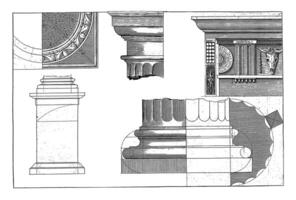 Doric building order, Hendrick Hondius I, vintage illustration. photo