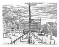 Grote Markt with hall of honor, 1594, vintage illustration. photo