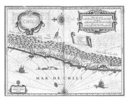 Map of part of the coast of Chile, c. 1625, vintage illustration. photo