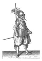 Soldier Carrying His Spear, vintage illustration. photo