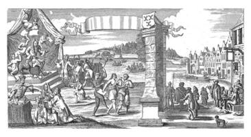 The toll booth in Vianen for the Actionists, 1720, vintage illustration. photo