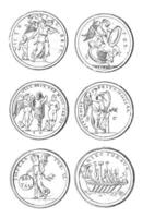 Roman coins, vintage illustration. photo