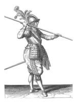 Soldier Carrying His Skewer, vintage illustration. photo