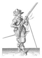 guardián soldado participación su mosquete, Clásico ilustración. foto