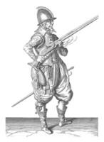 Soldier on Guard Holding His Rudder at an Right Angle, vintage illustration. photo