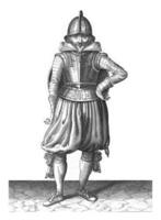 The exercise with shield and spear, Adam van Breen, 1616 - 1618, vintage illustration. photo