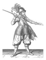 Soldier Carrying His Skewer, vintage illustration. photo