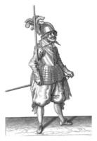 Soldier Carrying His Spear in the Right Hand, vintage illustration. photo