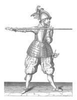 Soldier carrying his skewer horizontally, vintage illustration. photo