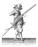Soldier with a musket, vintage illustration. photo