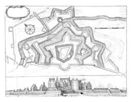 Floor plan and profile of the House in Gennep, vintage illustration. photo