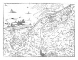 Map of the Northern French coast, vintage illustration. photo