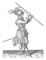 Soldier Carrying His Skewer Close to His Right Shoulder, vintage illustration. photo