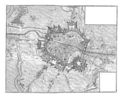 Map of the Siege of Tournai, vintage illustration. photo