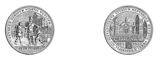 dispersado medalla en el ocasión de el inauguración de willem IV, Clásico ilustración. foto