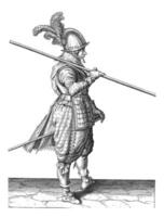 Soldier Carrying His Skewer on His Right Shoulder, vintage illustration. photo