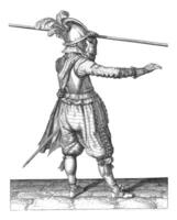 Soldier Carrying His Skewer with His Left Hand, vintage illustration. photo