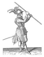 Soldier Carrying His Skewer, vintage illustration. photo